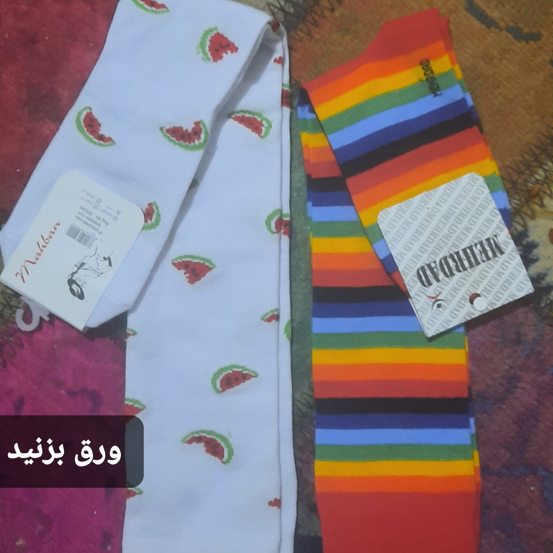 جوراب بلندیکجفتی نخی ولطیف سایزبرای 38تا42 طرح های مختلف