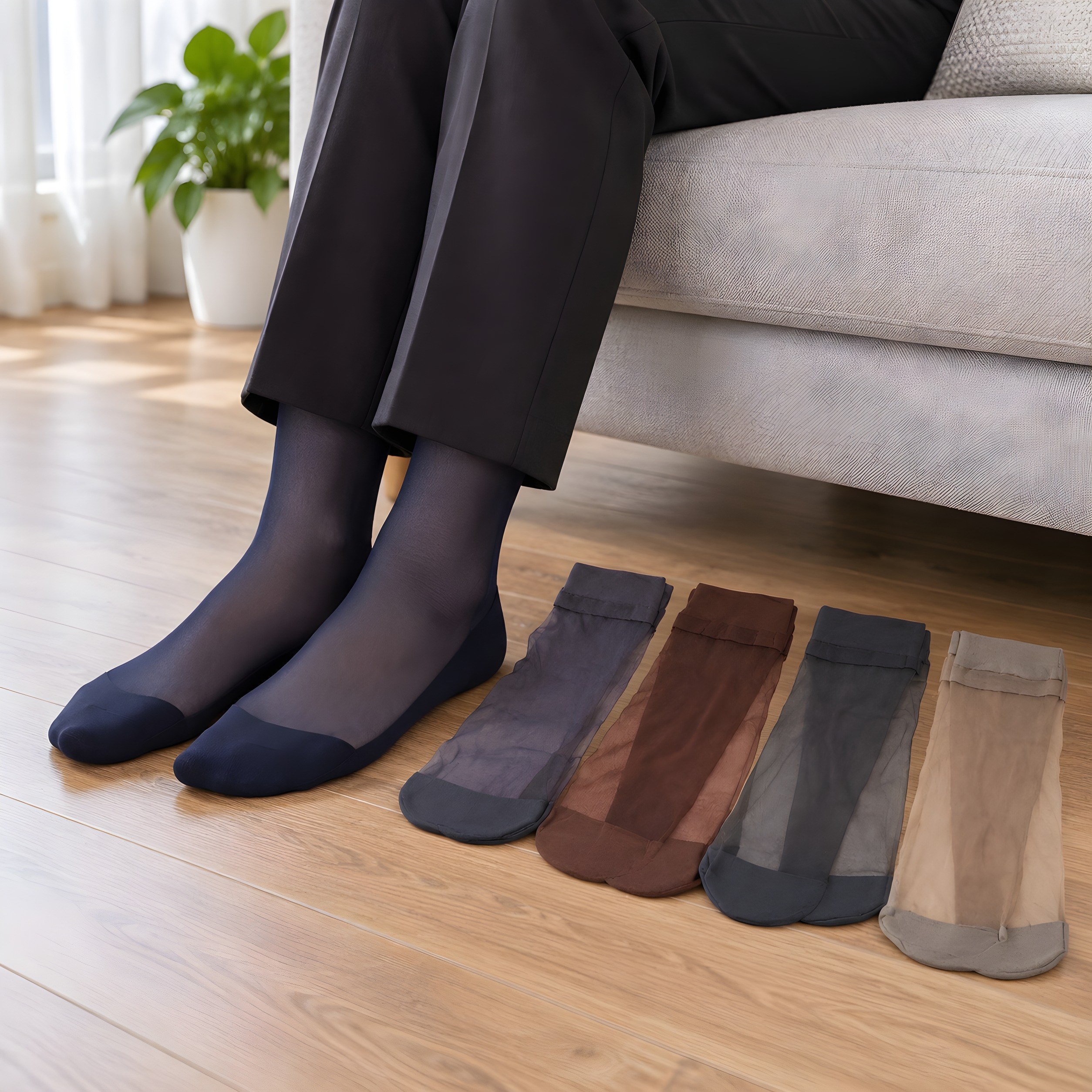 جوراب مچی پک5 جین(60جفتی) مچ بلندکفدار یابدون کف شیشه ای مجلسی ومهمانی