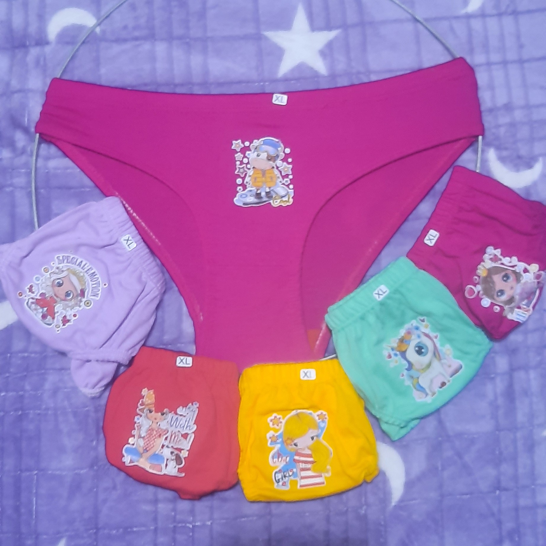 شورت نخی طرح عروسکی از مدیوم لارج وایکس لارج ودوایکس 4تا11سال ضدبو وضد حساسیت دخترانه