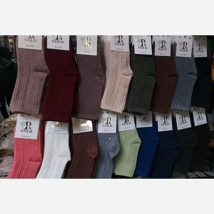 جوراب بافت یک جفتی ساقداربلندطرح گندمی