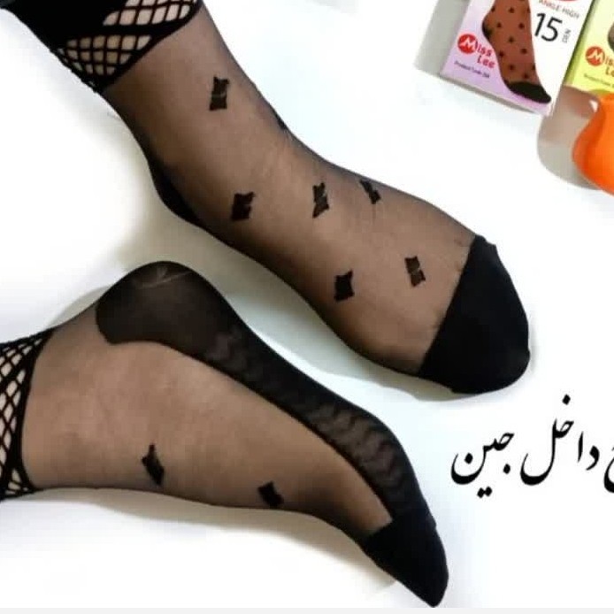 جوراب دوجفت طرحدارanipa صادراتی در6طرح لطیف وباضخامت 15 شیشه ای رنگ پا ومشکی
